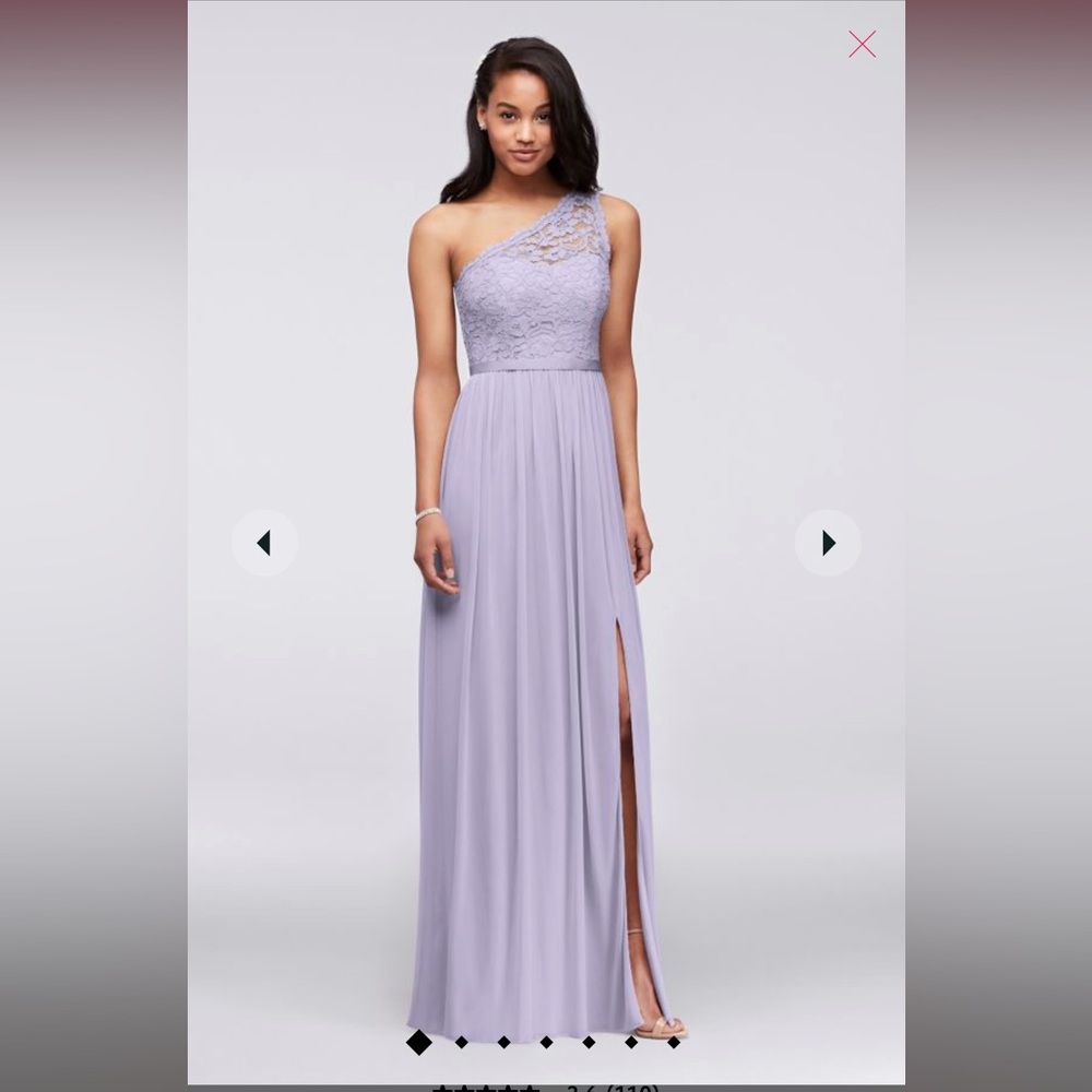 David’s Bridal F17063 One shoulder lace bridesmaid dress
